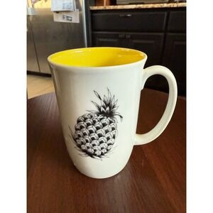 Neiman Marcus Pineapple Coffee Mug White with Yellow Interior Cute Kitchen Decor